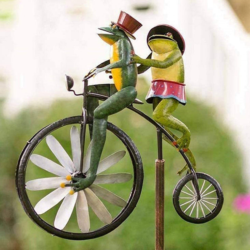 Frog Motorcycle Wind Spinner with Metal Stake