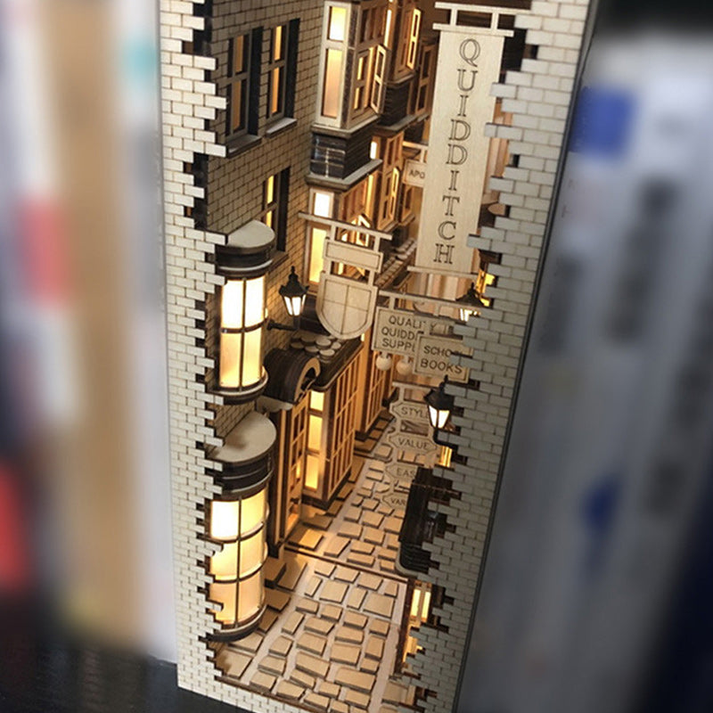 DIY Wooden Diagon Alley Bookshelf Art Bookends
