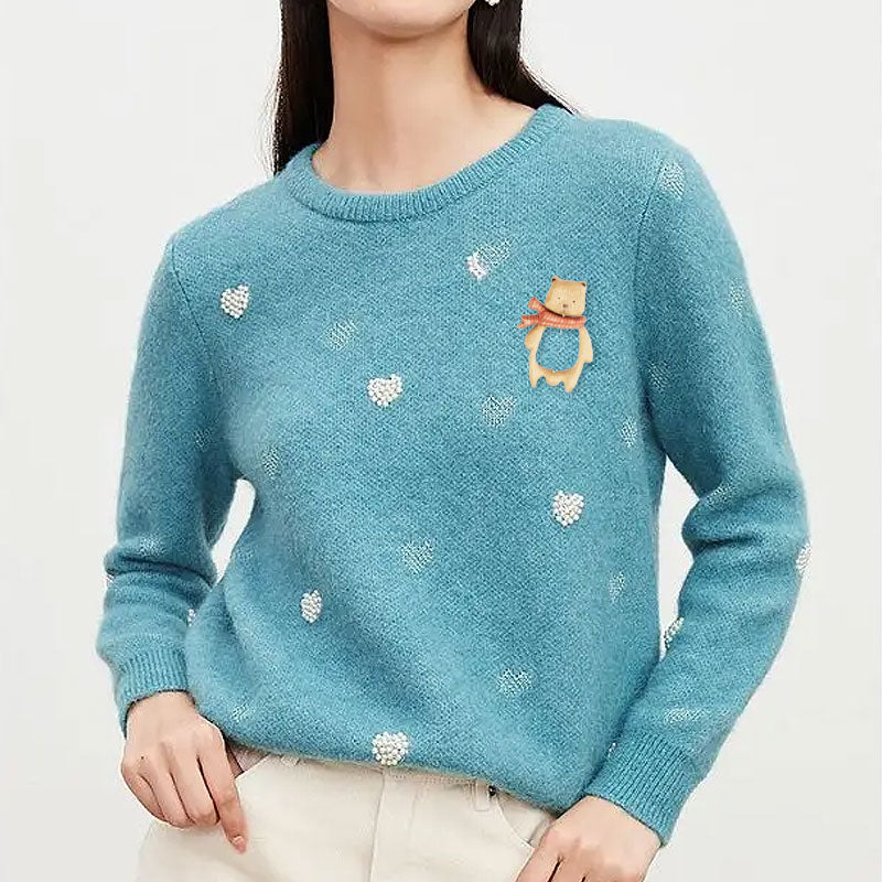 Cute Pet Series Woodcut Sweater Brooch - Han Han Bear