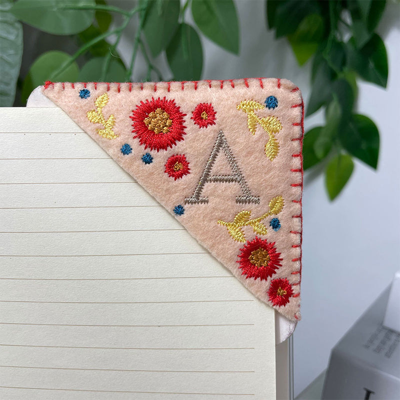 Personalized Hand Embroidered Corner Bookmark
