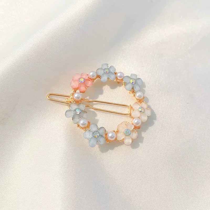 Ladies Flower Hair Clip Cute Rhinestone Decoration