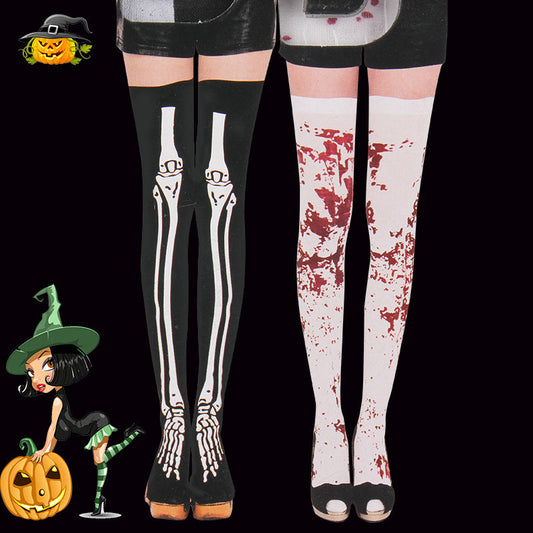 Halloween Skeleton Skeleton Nurse Bleeding Stockings