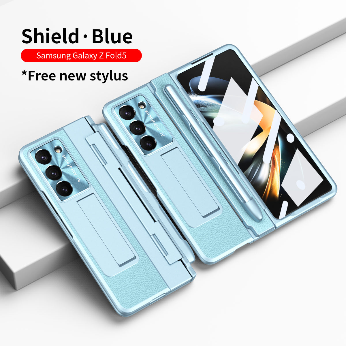 Luxury Leather Magnetic Bracket Shell Electroplated Phone Case For Samsung Galaxy Z Fold3/4/5 With Back Screen Glass