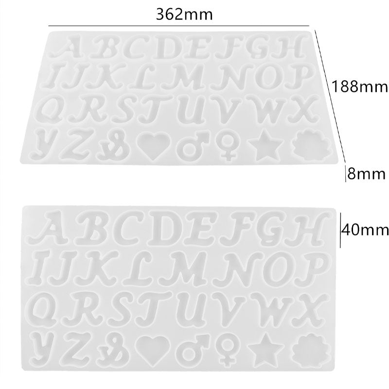 Crystal Resin Epoxy 26 Letters Keychain Mould