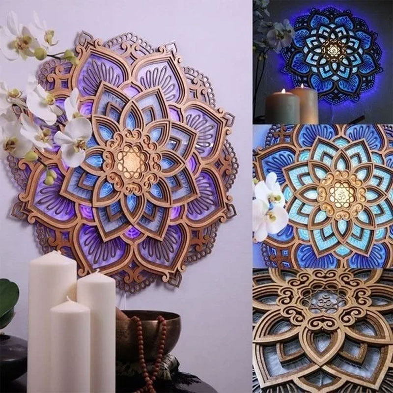 Mandala Elephant Yoga Room Night Light LED
