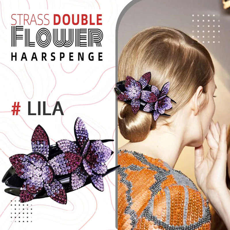 Rhinestone Double Flower Hair Clip