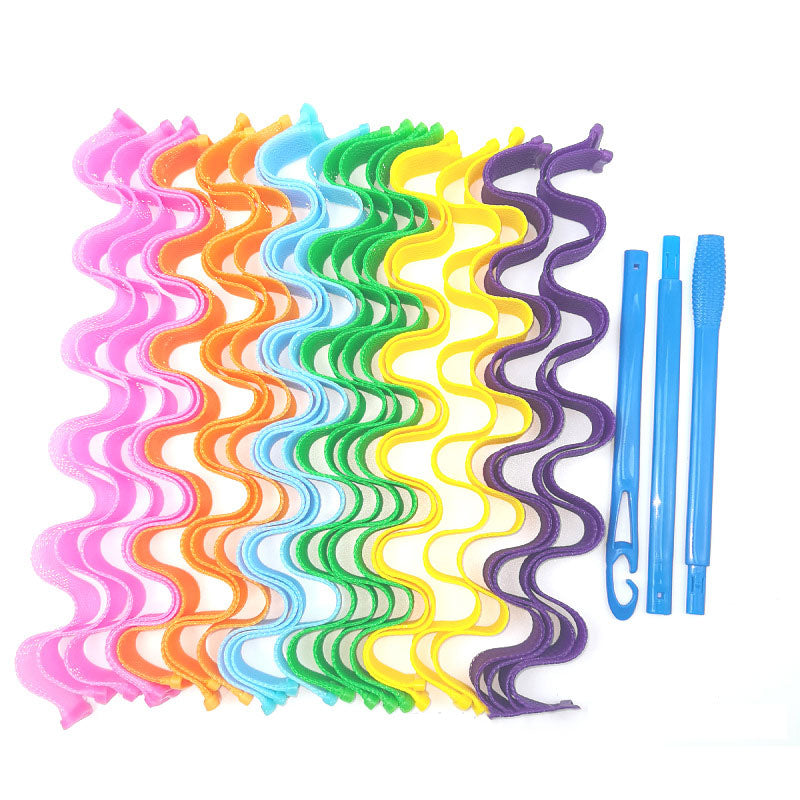 Spiral Curling No Heat Curling Iron With Hair Hook (24 Pcs)