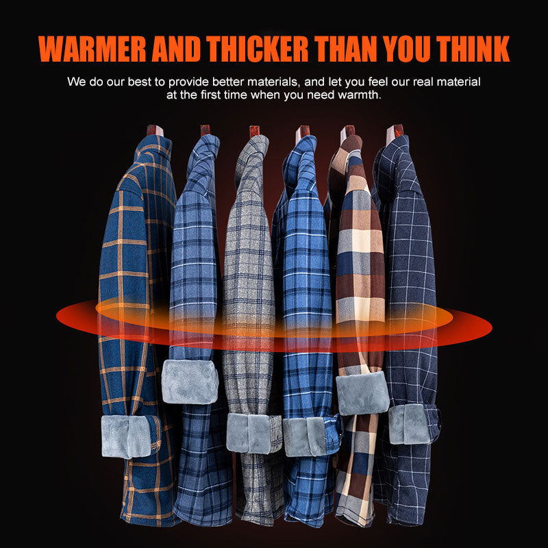 Autumn-winter Men's Casual Fleece Thickened Warm Shirt