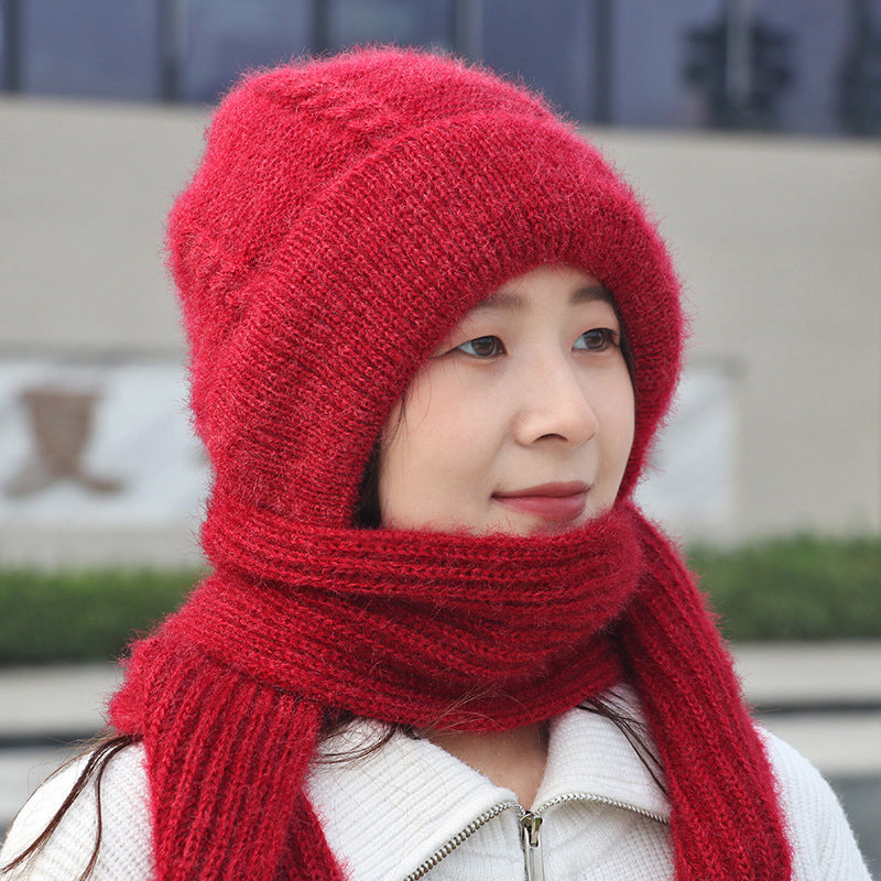 Women's Snow Cap With Hat And Scarf