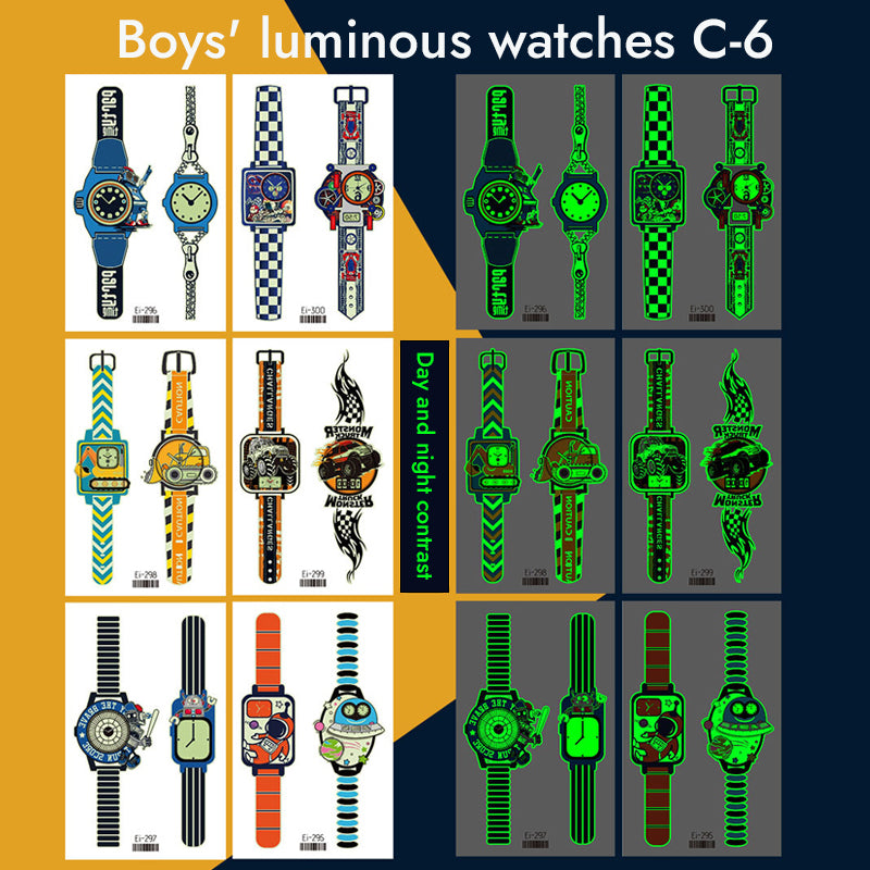 Cartoon Glowing Watch Tattoo Sticker (6 PCS)