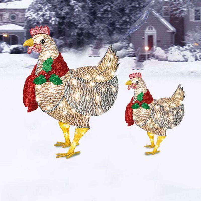 Christmas Pre-Sale Light-Up Chicken with Scarf Holiday Decoration