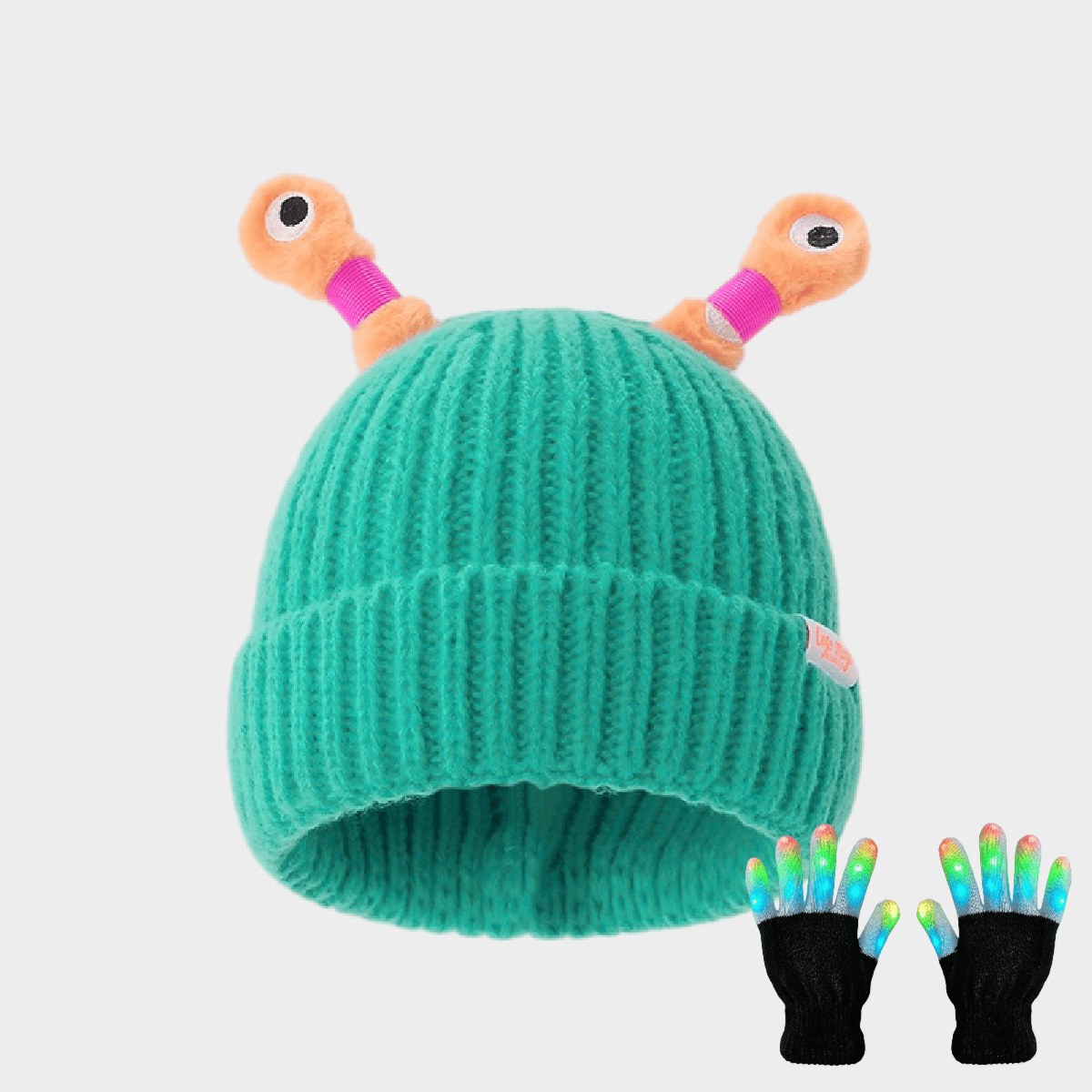 🔥Winter Parent-Child Cute Glowing Little Monster Knit Hat/Cute glowing little monster knitted hat