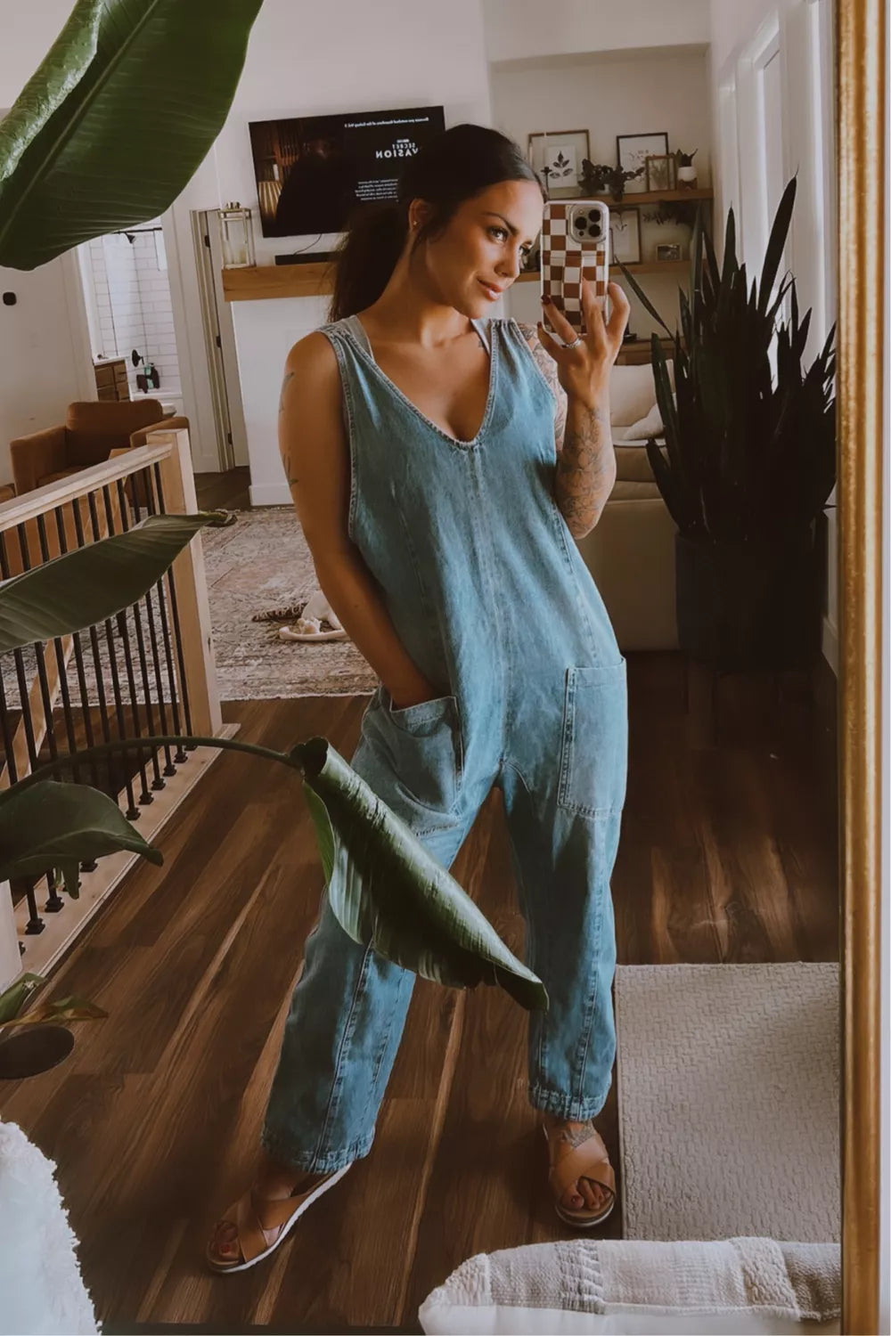 High Roller Denim Jumpsuit With Pockets