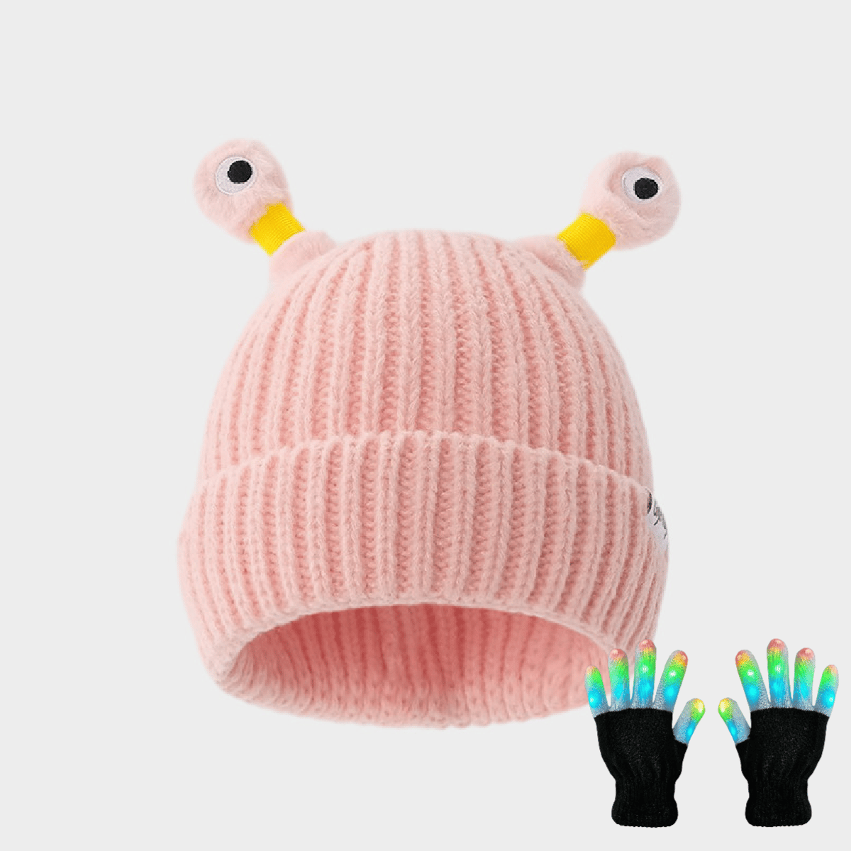 🔥Winter Parent-Child Cute Glowing Little Monster Knit Hat/Cute glowing little monster knitted hat
