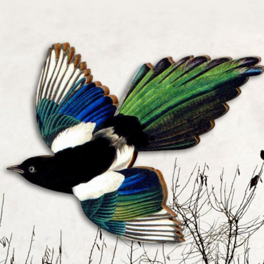 Magpie Wooden Brooch