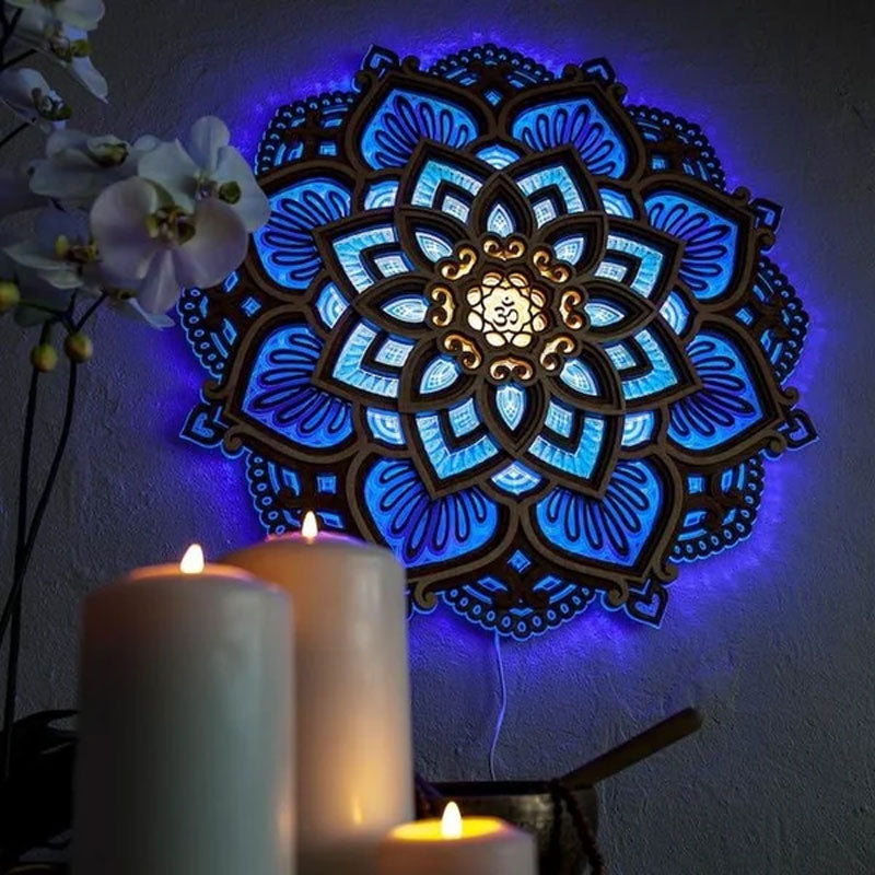 Mandala Elephant Yoga Room Night Light LED