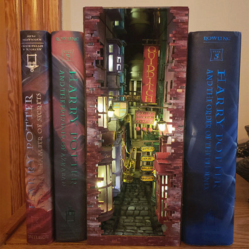 DIY Wooden Diagon Alley Bookshelf Art Bookends