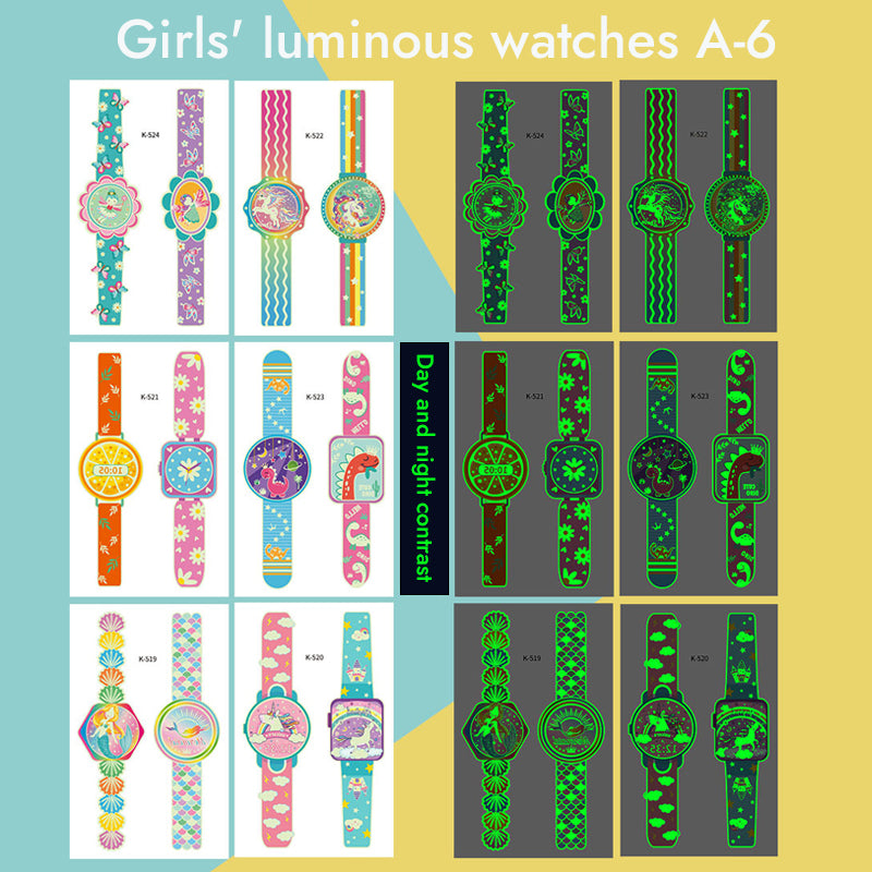Cartoon Glowing Watch Tattoo Sticker (6 PCS)