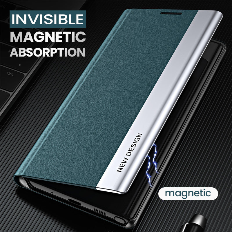 Flip Type Magnetic Side Window Leather Phone Case