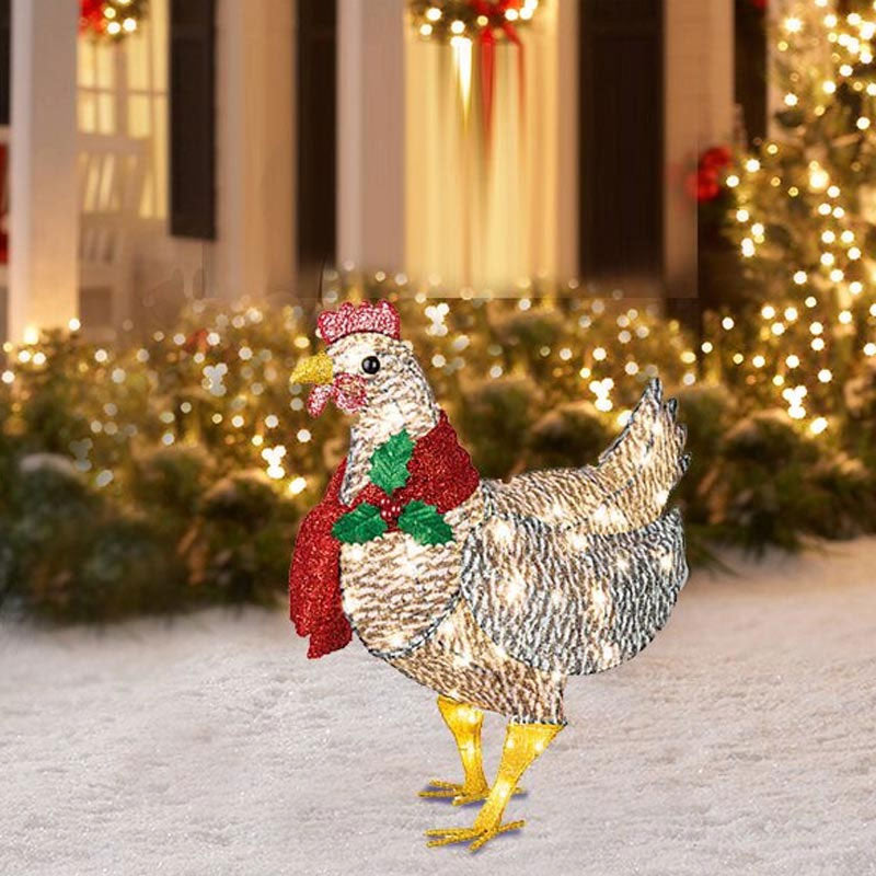 Christmas Pre-Sale Light-Up Chicken with Scarf Holiday Decoration