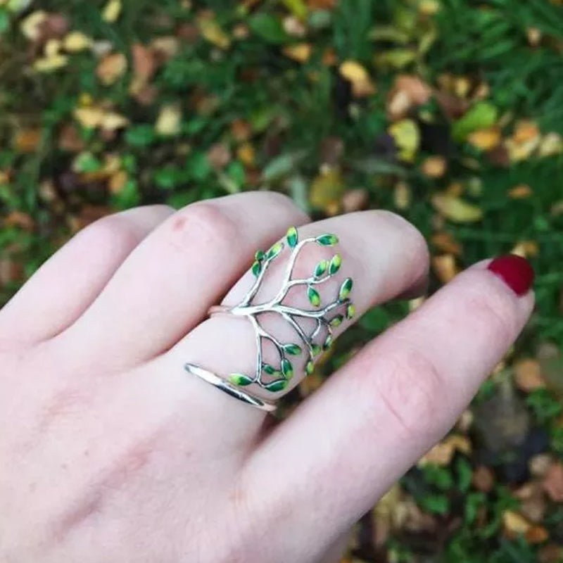 Green Leaf Branch Ring