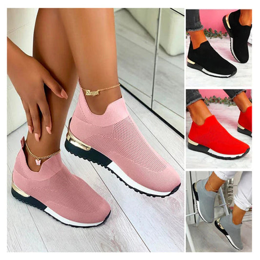 Women's Sneakers Elastic Slip on Flat Walking Shoes