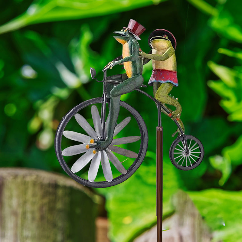 Frog Motorcycle Wind Spinner with Metal Stake