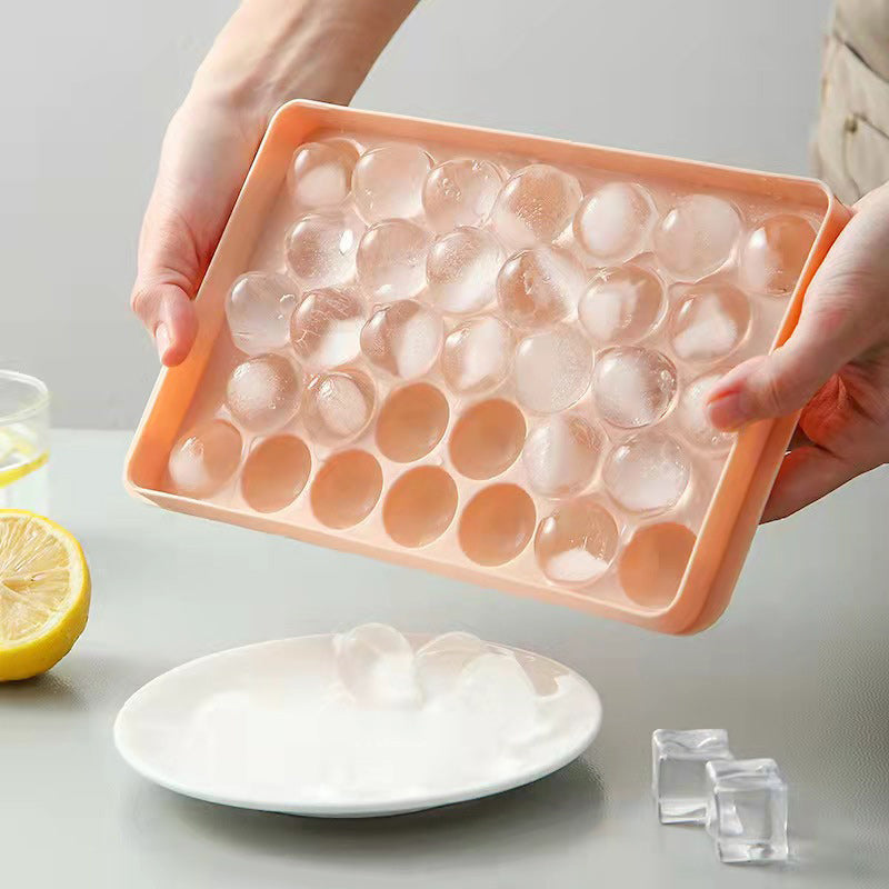 Round Ice Cube Tray with Lid Ice Ball Maker Mold