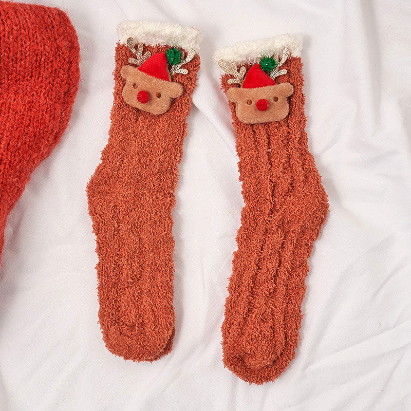 🎁🎅Cute Cartoon Coral Velvet Non-slip Christmas Socks