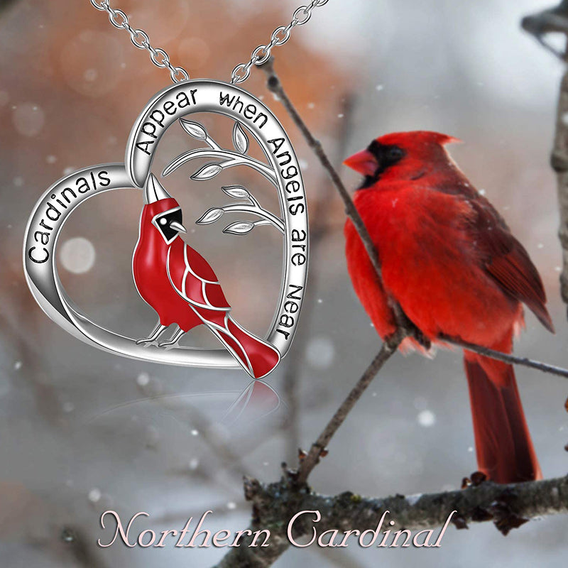Cardinal Heart Pendant Necklace