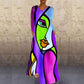 Portrait Print V-Neck Maxi Dress