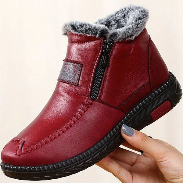 🔥🌷Bottes imperméables et antidérapantes en cuir de coton pour femmes👢💃 - Women's Waterproof, Non-Slip Cotton Leather Boots