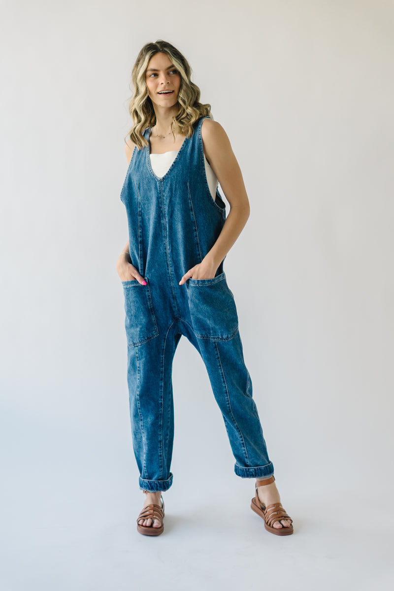 High Roller Denim Jumpsuit With Pockets