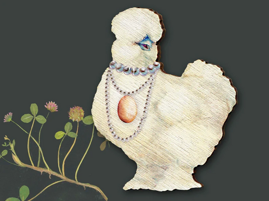 Chicken Wooden Brooch
