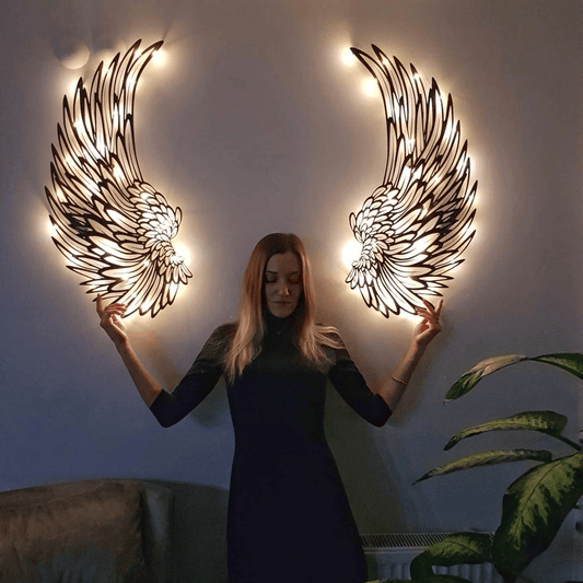 1 Par Engel Wings Metall Veggkunst Med Led-Lys-🎁Gave Til Henne