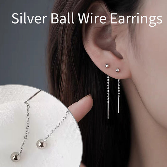 Silver Ball Wire Earrings