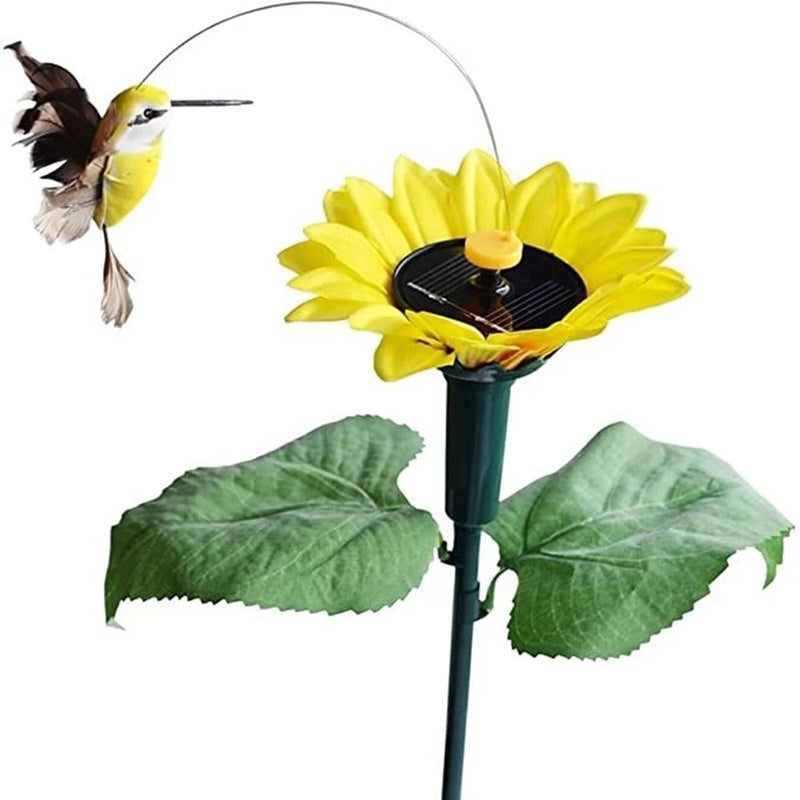 Solar Dancing Hummingbird With Sunflower