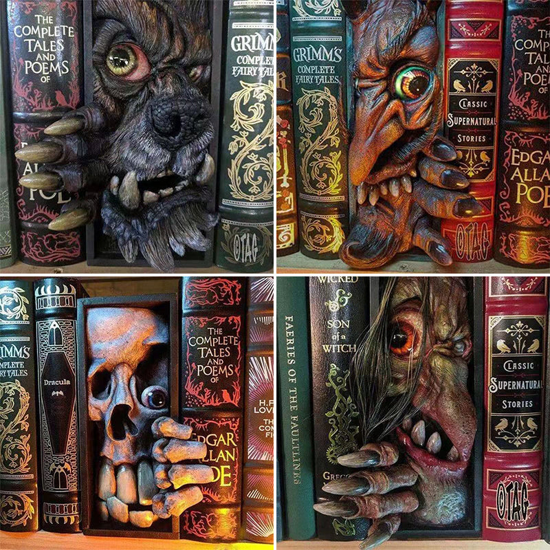 Monster Sculptures Bookends Bookshelf Decor