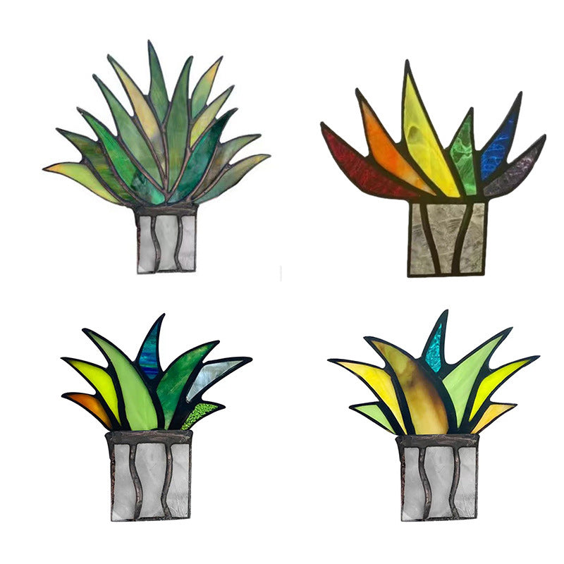Stained Agave Plant Flower Pot Ornament