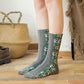 Vintage Embroidered Flower Socks (5 pairs)