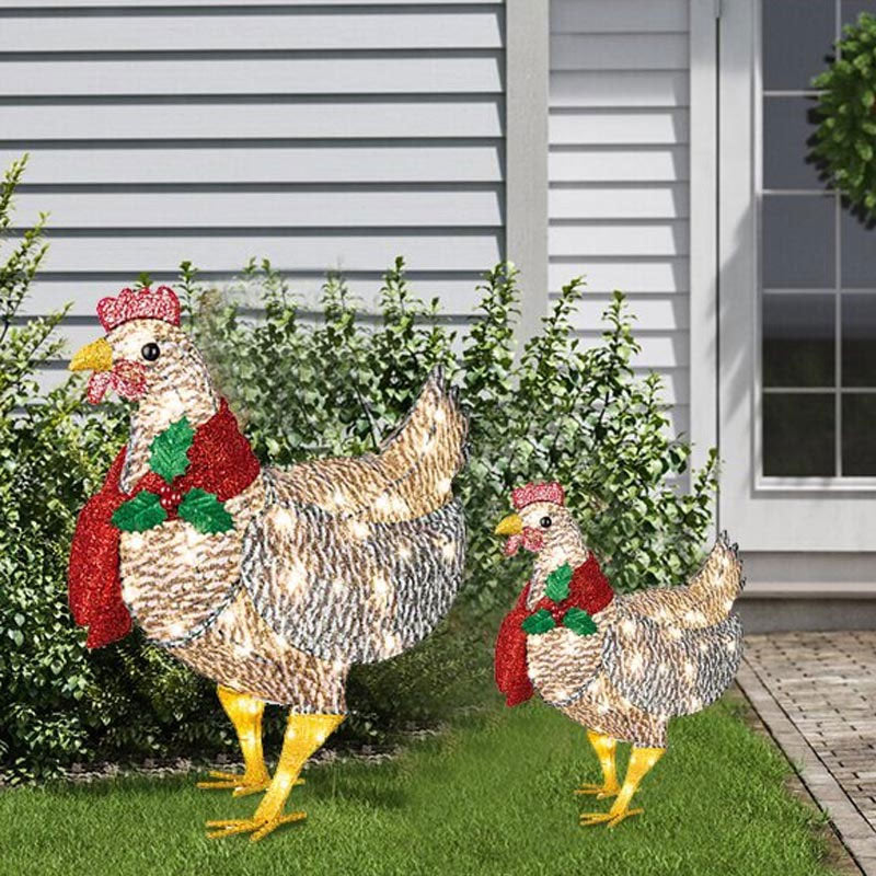 Christmas Pre-Sale Light-Up Chicken with Scarf Holiday Decoration