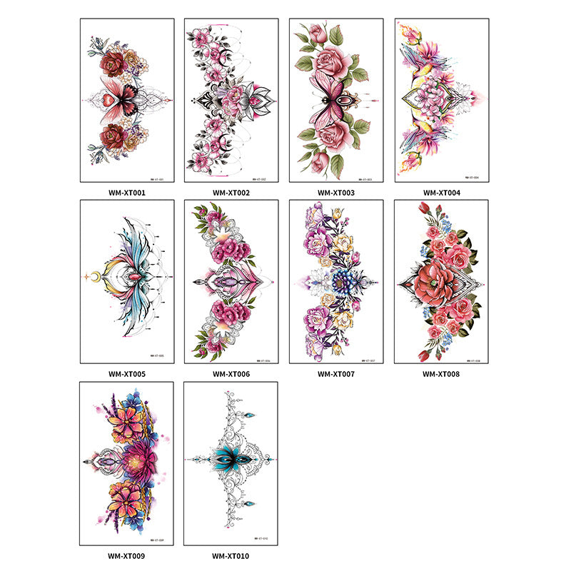 Color Wreath Clavicle Chest Flower Arm Tattoo Sticker