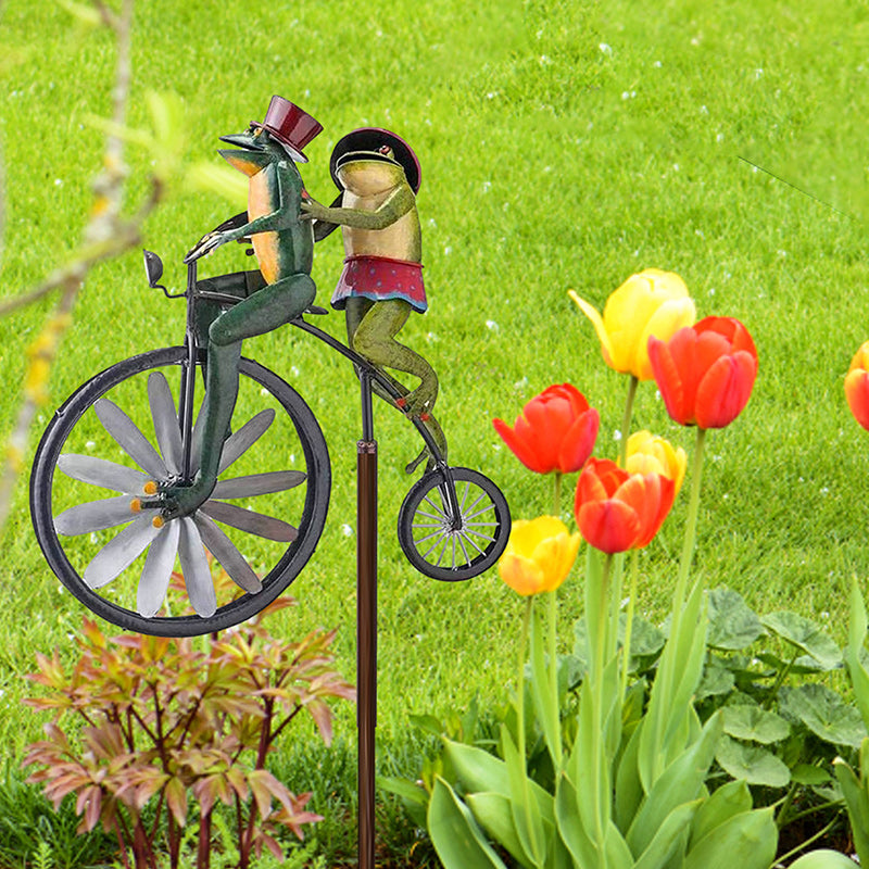 Frog Motorcycle Wind Spinner with Metal Stake