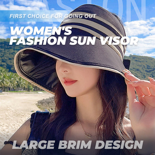 Black Rubber Striped Large-brimmed Sun Hat