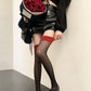 Red Edge Black Silk Ultra-Thin Over-The-Knee Socks