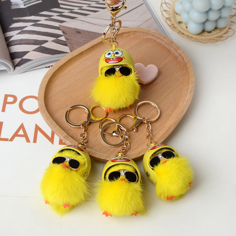 Mini Plush Duck Car Keychain