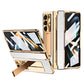 Luxury Leather Magnetic Bracket Shell Electroplated Phone Case For Samsung Galaxy Z Fold3/4/5 With Back Screen Glass