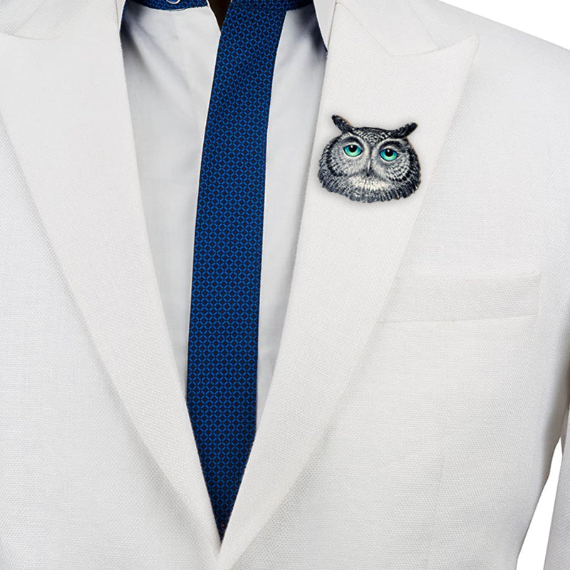 Great Eagle Owl Wooden Brooch