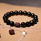 Obsidian Small Leaf Red Sandalwood Bracelet