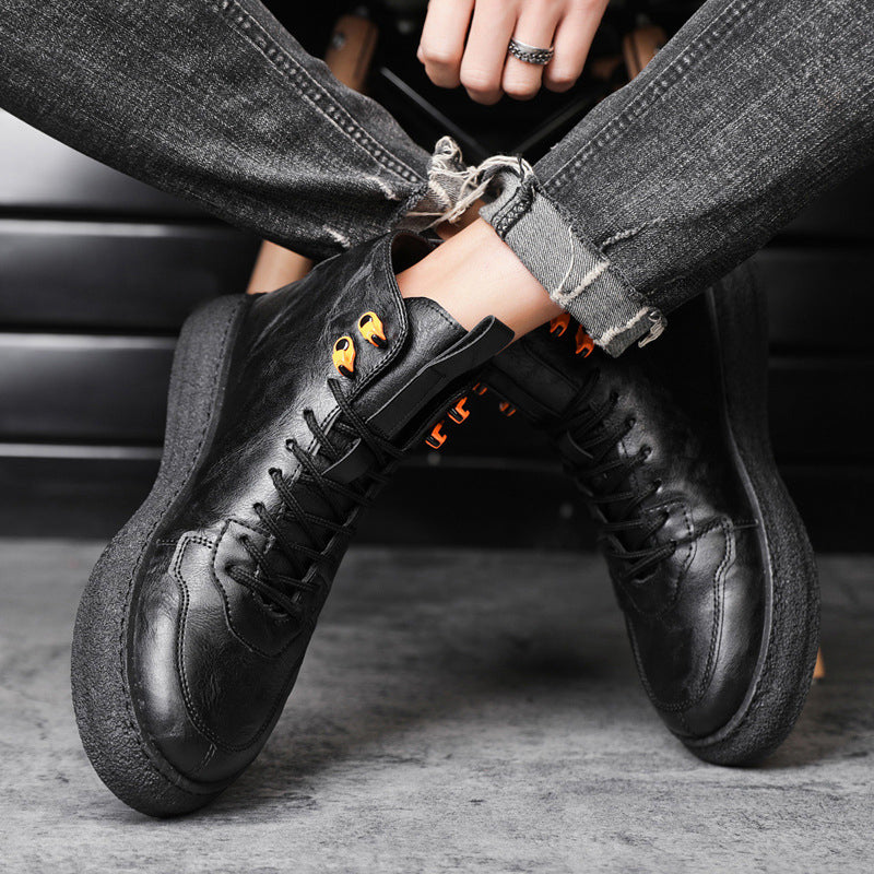 Men Letter Patch Lace-up Front Boots